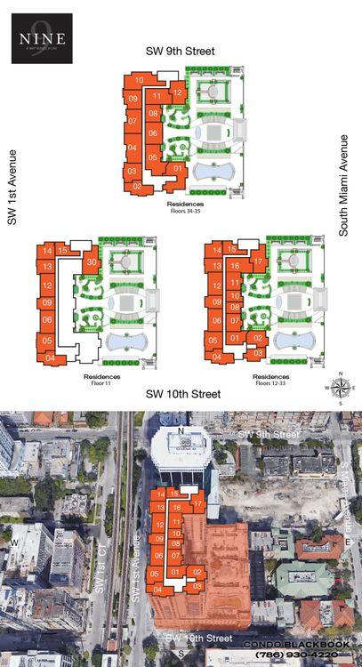 Nine at Mary Brickell Village floorplans