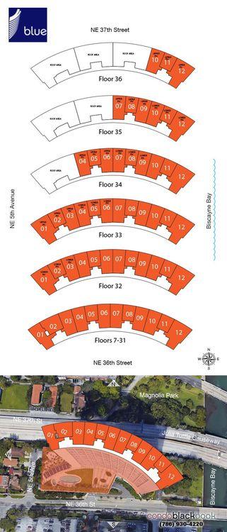 Blue floorplans